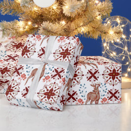 Papel De Presente Aveia escandinava e padrão caleidoscópio