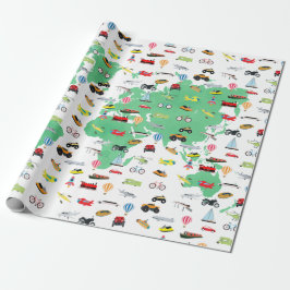 Papel De Presente Aventura aguarda veículos do mapa mundial