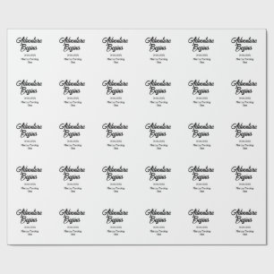 Papel De Presente Aventura começa 1º aniversário nome data simples m