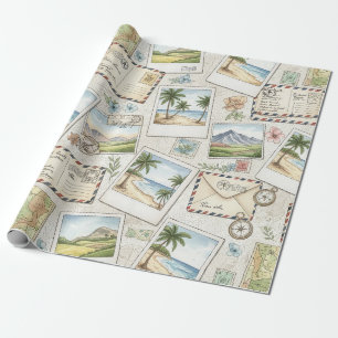 Papel De Presente Aventura de Correio Aéreo Vintage (1)