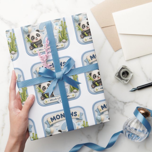 Papel De Presente Aventura Mundial de Marco de 2 Meses de Bebê (Presentear)