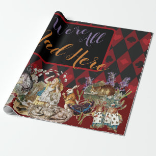 Papel De Presente Aventuras de Alice com o Gato Cheshire Louco de Wo