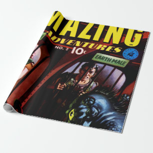 Papel De Presente Aventuras Incríveis #2 Retro Quadrinho de Ficção C