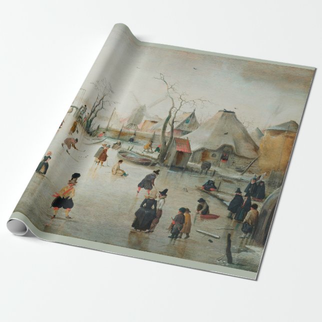 PAPEL DE PRESENTE AVERCAMP "ICE SKATING IN A VILLAGE" (Desenrolado)
