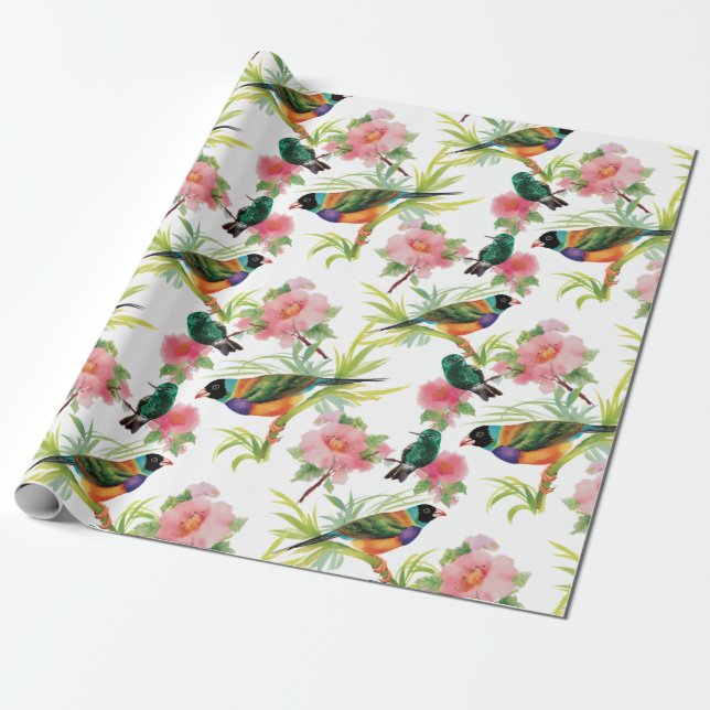 Papel De Presente Aves Aquáticas (Desenrolado)