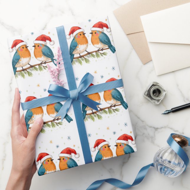 Papel De Presente Aves de Natal (Presentear)