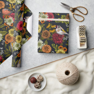 Papel De Presente Aves e flores do jardim 2