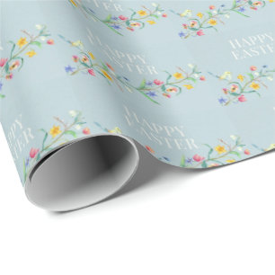 Papel De Presente aves florais felzs pascoa