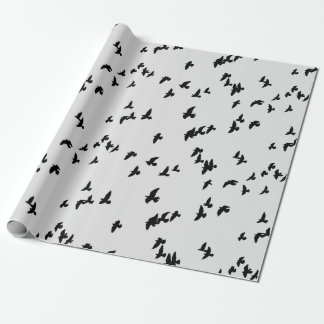 Papel De Presente Aves Negras Voadoras Gótica