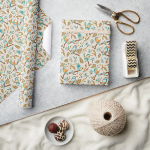 Papel De Presente Aves tropicais e Folhas em Toneladas