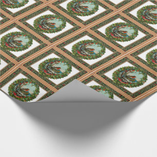 Papel De Presente Aves Vintage no Natal da Terra