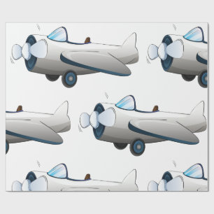 Papel De Presente Avião de Propulsor de Desenho Animado Branco Estil