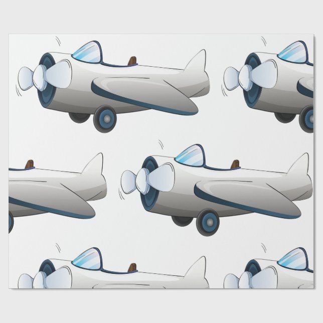 Papel De Presente Avião de Propulsor de Desenho Animado Branco Estil (Aberto)