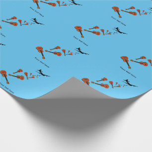 Papel De Presente Avião Descendo Ukuleles