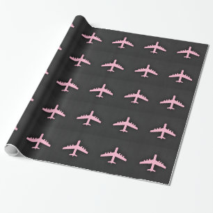 Papel De Presente Avião rosa claro