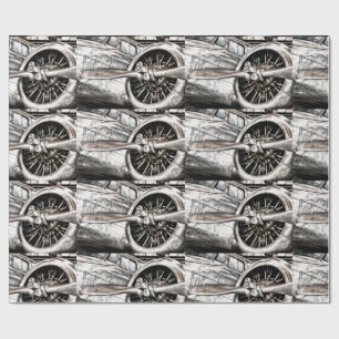 Papel De Presente Avião Vintage