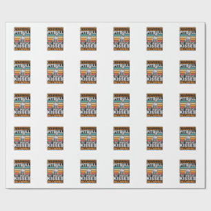 Papel De Presente Avisos de Pitbull Beijos a Caminho Design de Cacho