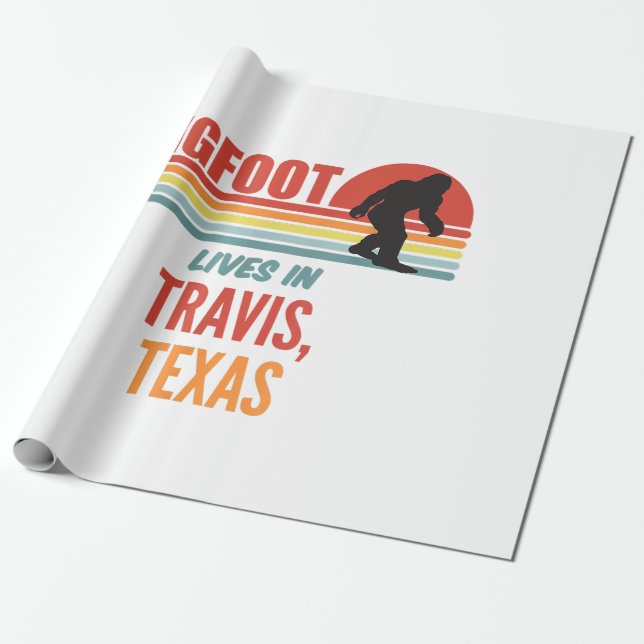 Papel De Presente Avistamento de Bigfoot em Travis Texas  (Desenrolado)