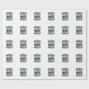 Papel De Presente Avô Engraçado Desenho Vetorial Vintage de Moto Son
