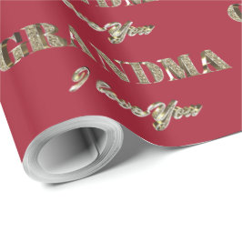 Papel De Presente Avó Eu Te Amo Tipografia Brilho Vermelho Dourado