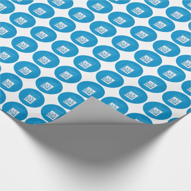 Papel De Presente Avô Primeiro Comunhão Azul, Trigo, Uvas (Ponta)