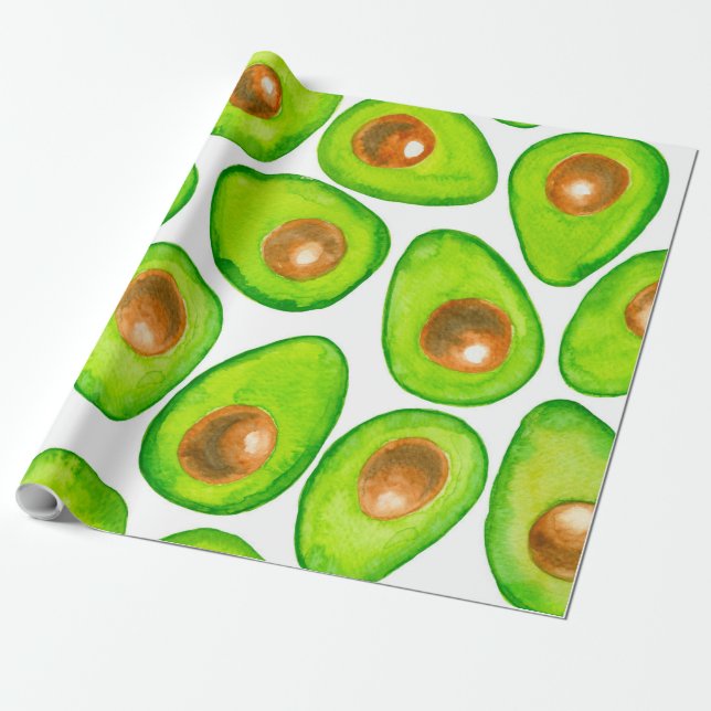 Papel De Presente Avocado fatias aquarela (Desenrolado)