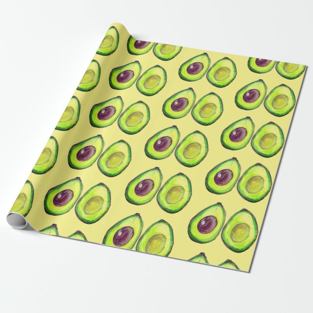Papel De Presente Avocado Green Vegan Foodie Vegeterian Foodie Wrapp (Desenrolado)