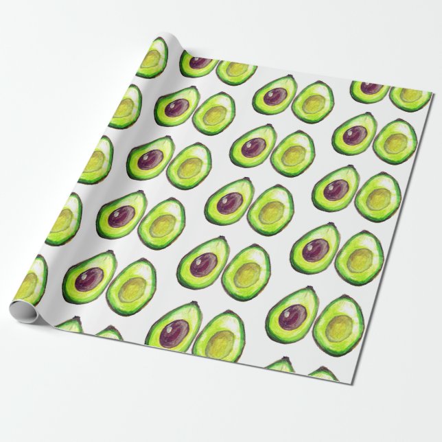 Papel De Presente Avocado Green Vegan Foodie Vegeterian Foodie Wrapp (Desenrolado)
