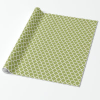 Avocado Green White Quatrefoil Marrocos Padrão #5