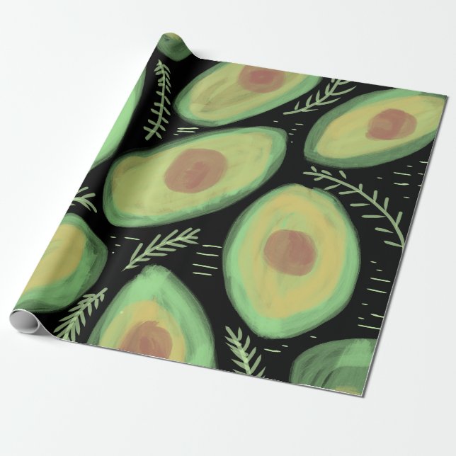 Papel De Presente Avocado Watercolor Art (Desenrolado)