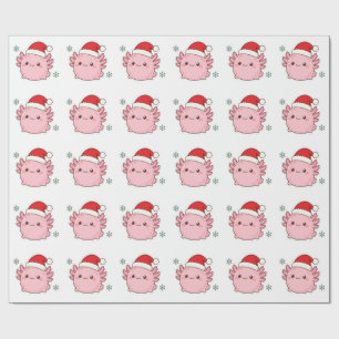 Papel De Presente Axolote de Natal com Chapéu de Papai Noel Fofo Kaw