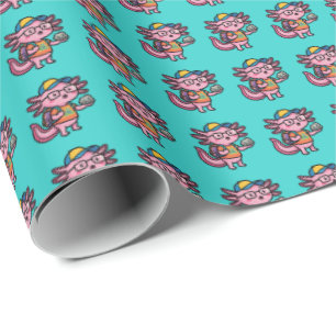 Papel De Presente Axolote Nerd Sarcástico Eu Faço Perguntas de Axolo