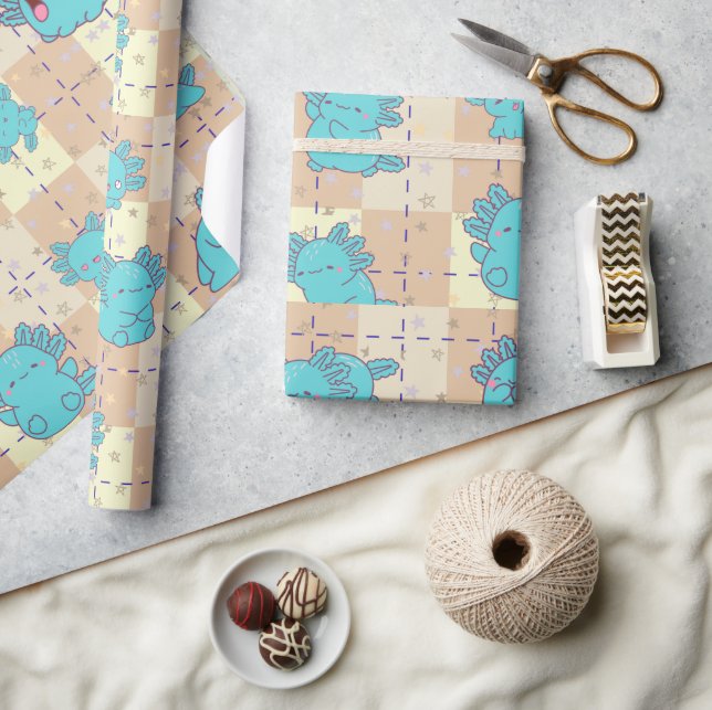 Papel De Presente Axolotl cômodo e adorável (Artesanato)