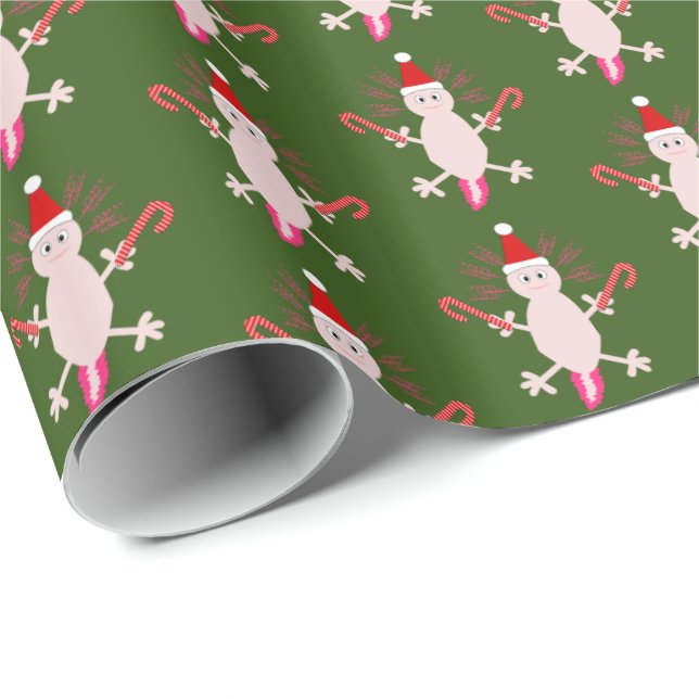 Papel De Presente Axolotl de Natal Bonito Padrão (Ponta do rolo)