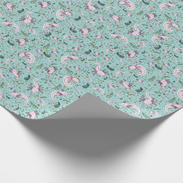 Papel De Presente Axolotls em azul