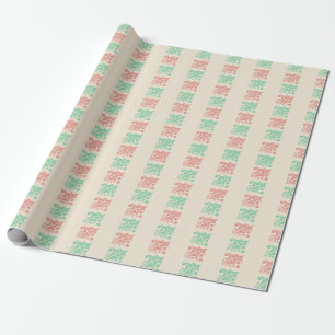 Papel De Presente Azeviche Xadrez Natalino Bege Vintage