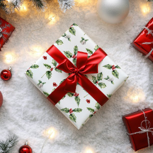 Papel De Presente Azevinho de Natal e Visco