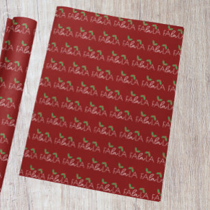 Papel De Presente Azevinho Festivo Fa La La