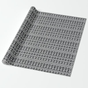 Papel De Presente Aztec tribal: padrão branco granulado.