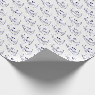 Papel De Presente Azuis marinhos do mapa do vintage das MÃES da ilh