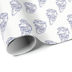 Papel De Presente Azuis marinhos do mapa do vintage do SC de Hilton