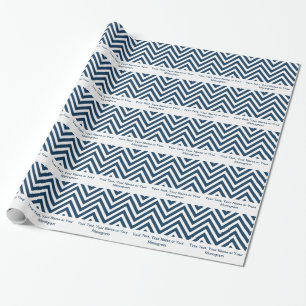Papel De Presente Azuis marinhos e branco Chevron   personalizado