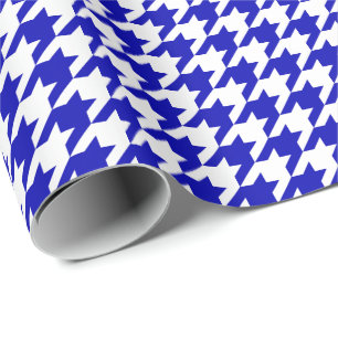 Papel De Presente Azuis marinhos e branco médios Houndstooth