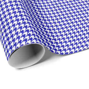Papel De Presente Azuis marinhos e branco pequenos Houndstooth