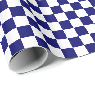 Papel De Presente Azuis marinhos escuros e branco Checkered