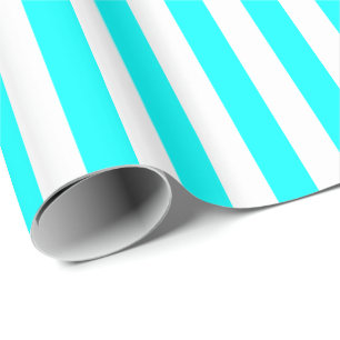 Papel De Presente Azul Água/Listra Branca