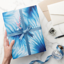 Papel De Presente Azul Aqua Azul Tie Branco