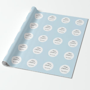 Papel De Presente Azul Bebê Natal Simples Geométrico Moderno