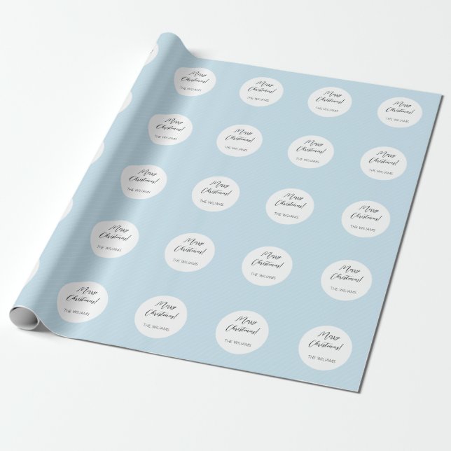Papel De Presente Azul Bebê Natal Simples Geométrico Moderno (Desenrolado)