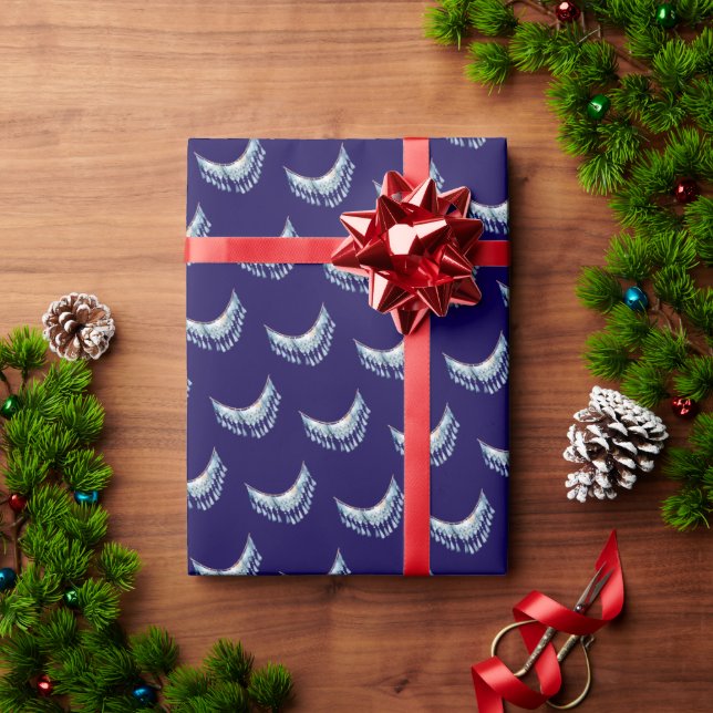 Papel De Presente Azul Boho Franja  (Presente de Natal)
